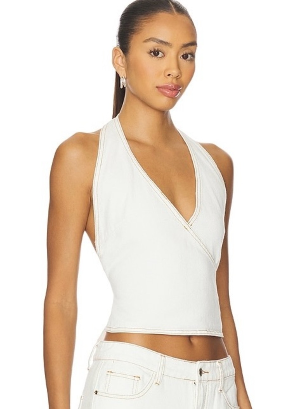 Lioness White Halter Wrap Crop Top